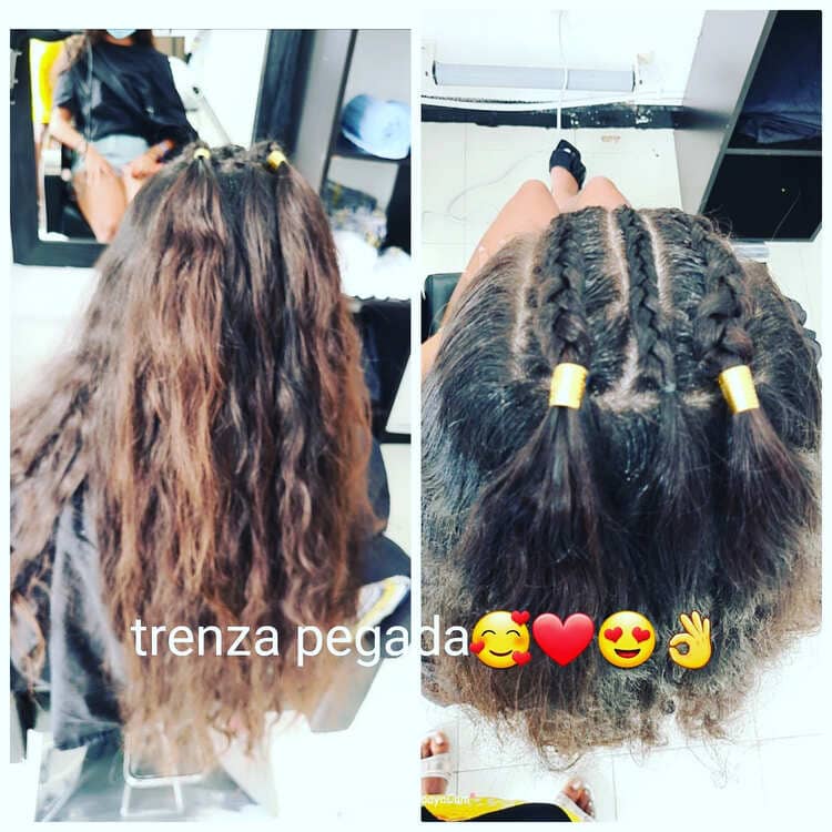 TRENZA PEGADA CON EXTENSIÓN.